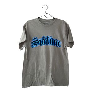 Sublime Tan Flaming Heart Graphic T Shirt Size Small Short Sleeves Cotton Tee